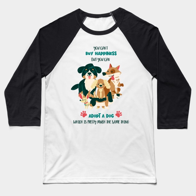 adopt a dog Baseball T-Shirt by Angela Sbandelli Illustration and Design